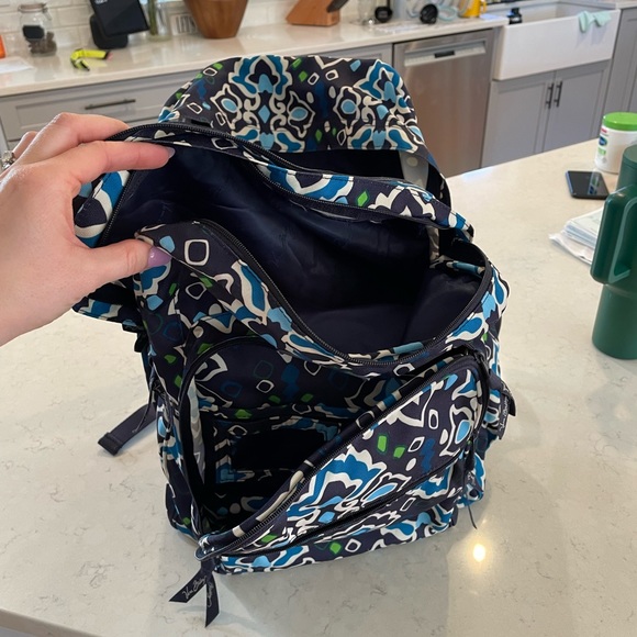 Blue Vera Bradley School Backpack with Multiple Zipper Pockets - Picture 4 of 6
